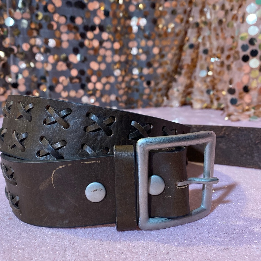 Brown belt with silver buckle #116